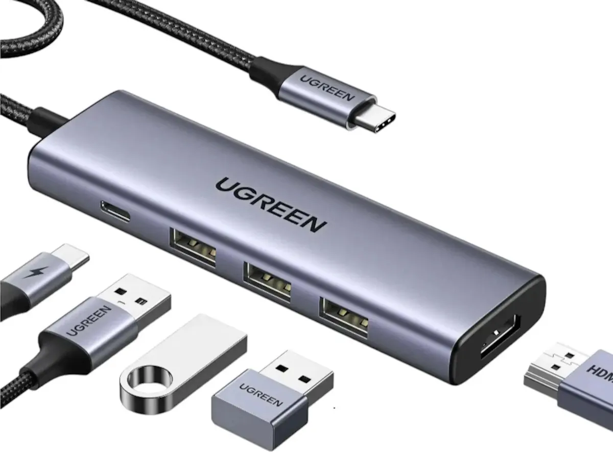 UGREEN 5-IN-1 USB-C TO HDMI+3*USB 3.0 A+PD (15596)