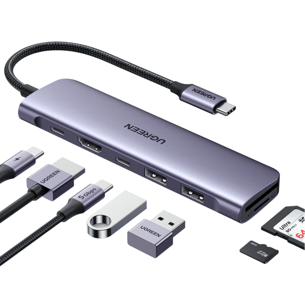 UGREEN 7-IN-1 USB-C TO HDMI+2*USB 3.0 A+ USB-C+SD/TF+PD (15214)